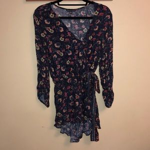 Navy blue flower pattern romper
